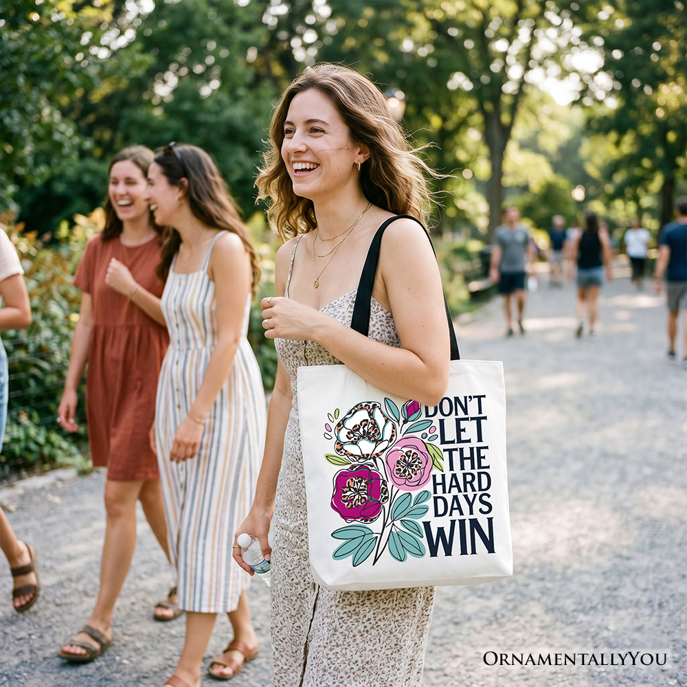 Mental Health Tote Bag, Floral Affirmation Shopper Canvas Bag
