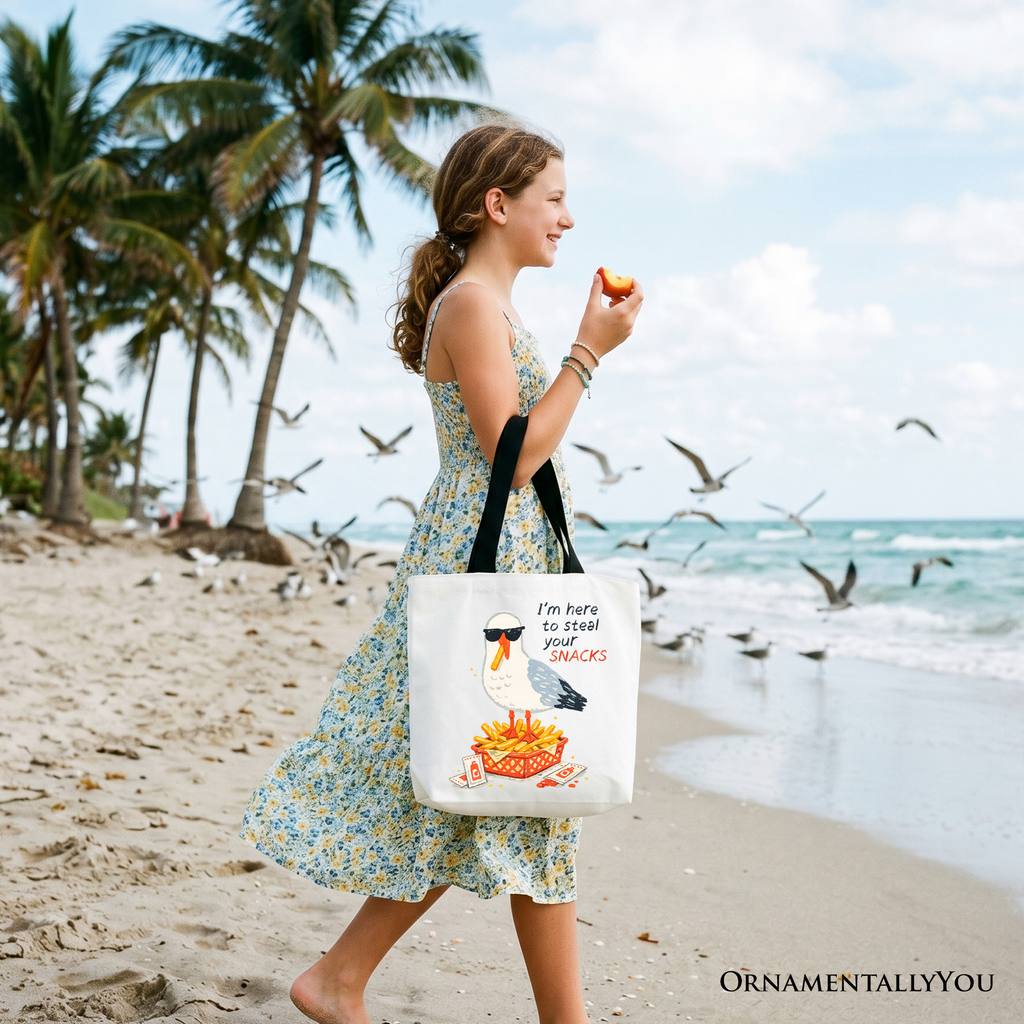 Funny Seagull Snack Tote Bag – Casual Beach Shopper for Summer