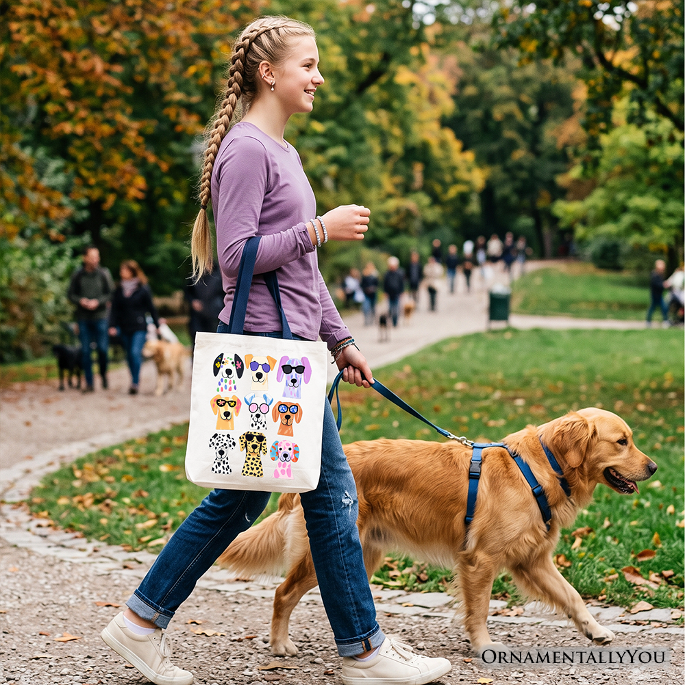 Colorful Dogs Tote Bag, Animals Breeds Summer Gift Shopper
