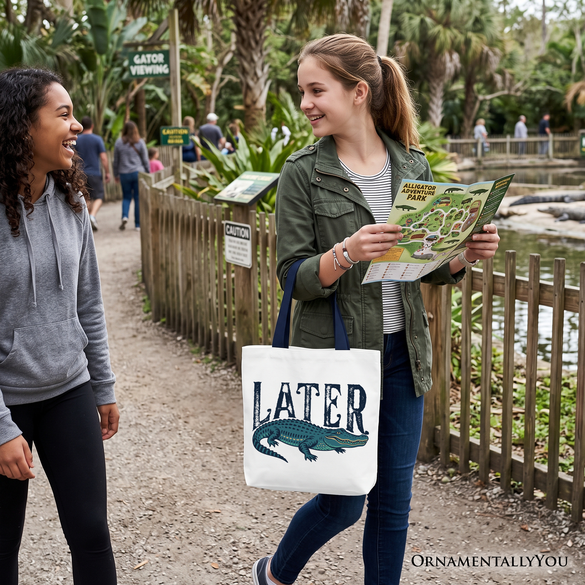 Later Alligator Sarcastic Animal Graphic Cotton Canvas Tote Bag