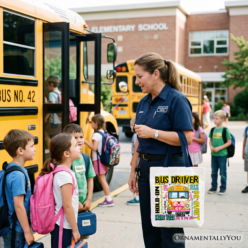 Funny School Bus Driver Tote Bag, Back to School Gift Shopper