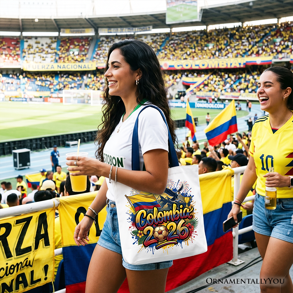 Colombia 2026 Soccer Championship Tote Bag - Yellow Blue Red Fan Gift