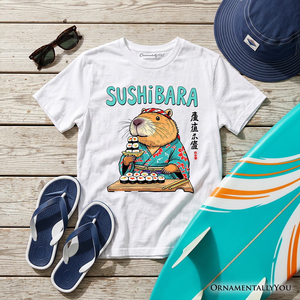 Sushibara Capybara Kids Graphic T-Shirt, Funny Cotton Tee