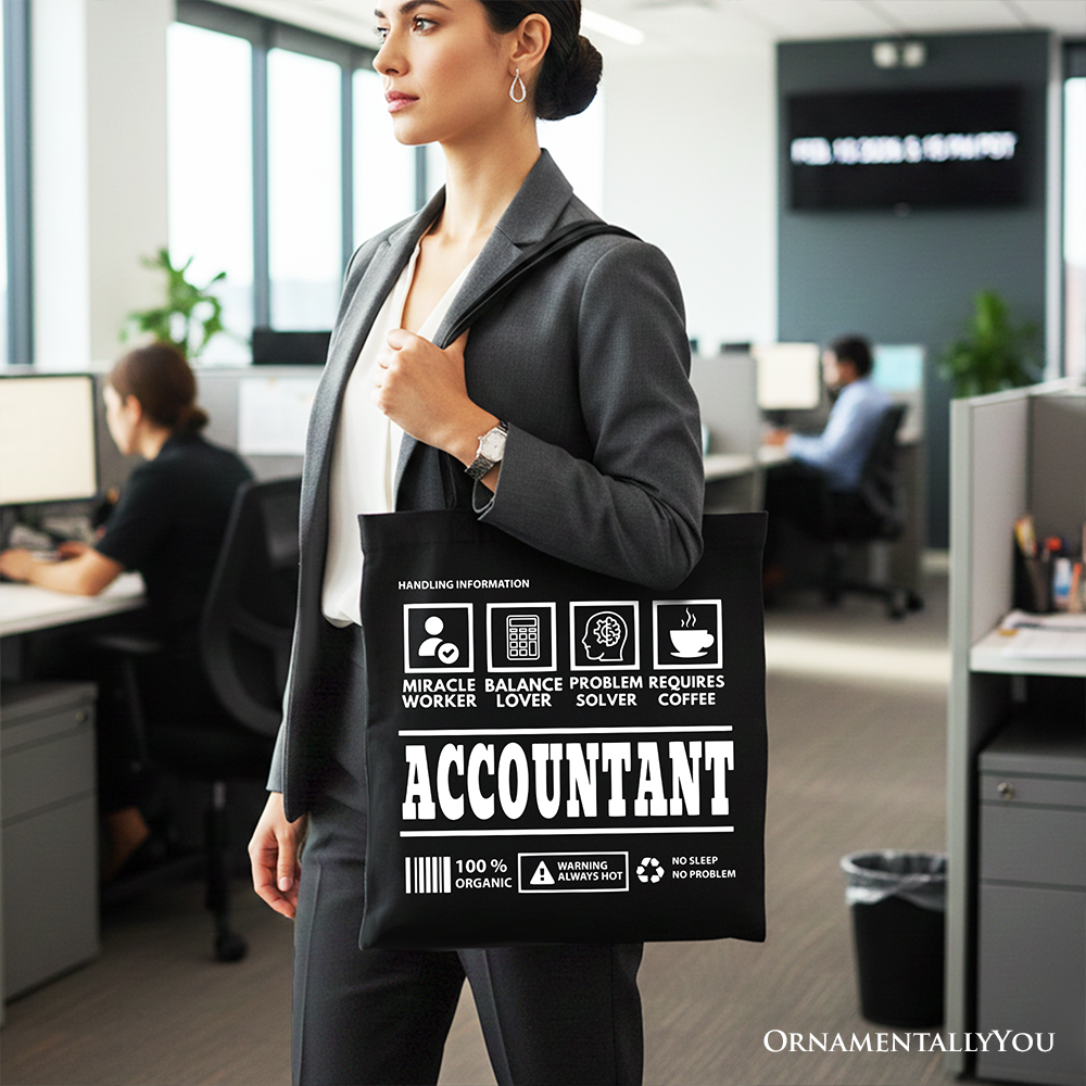 Accountant Nutrition Facts Tote Bag, Funny Bookkeeper Gift