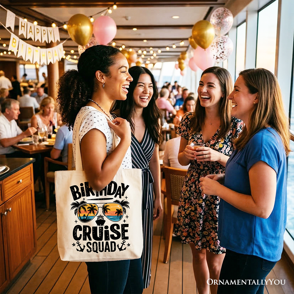 Birthday Cruise Squad Tote Bag, Coastal Vacation Shopper for Women