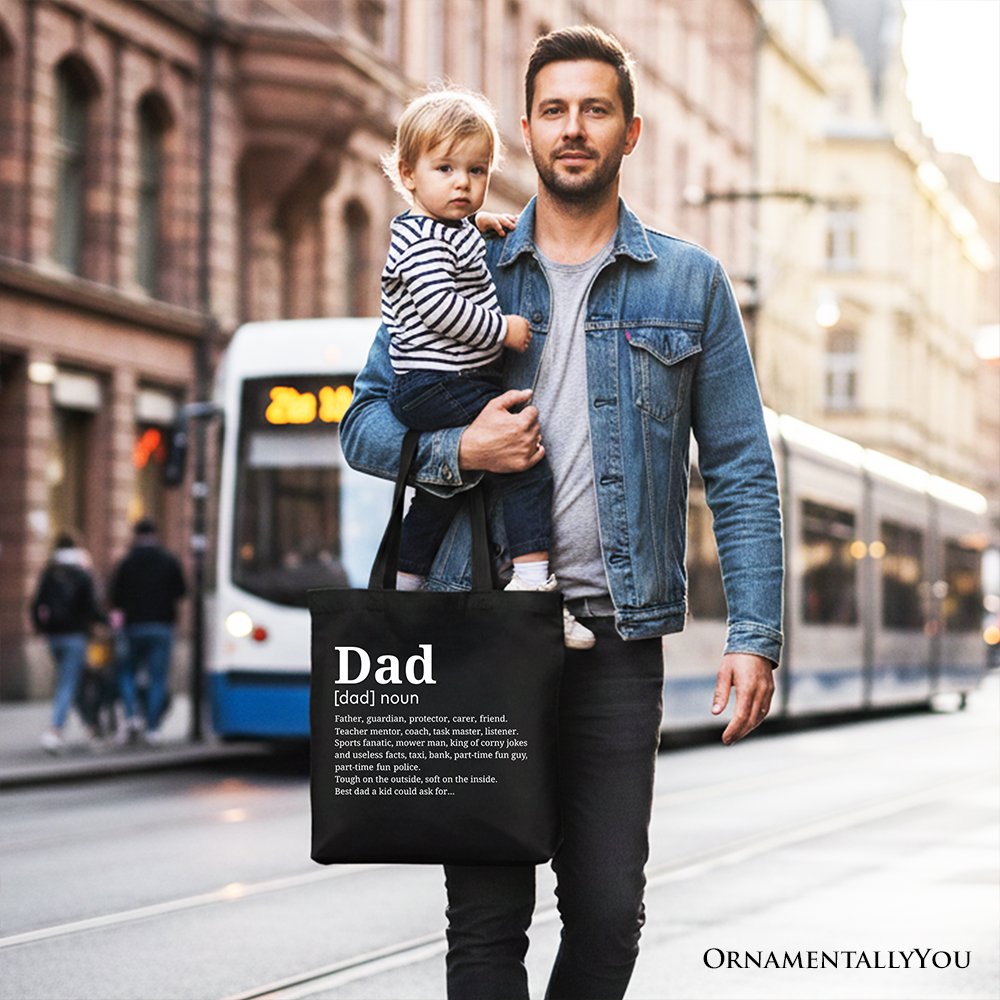 Funny Dad Definition Cotton Canvas Tote Bag, Minimalist Shopper