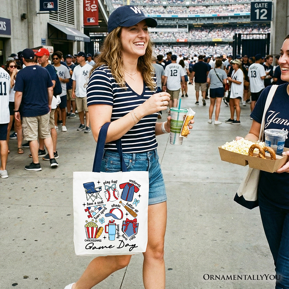 Game Day Baseball Tote Bag, Sports Fan Gift Shopper
