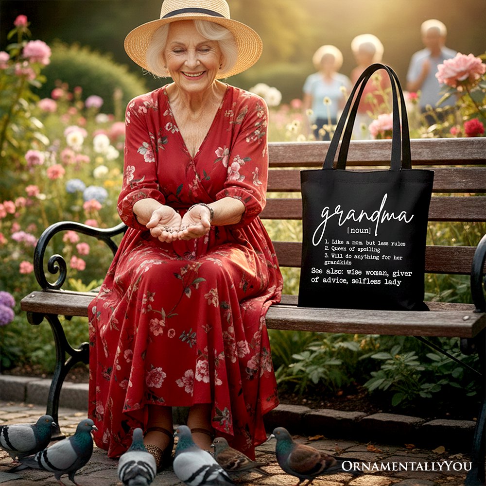 Grandma Definition Canvas Tote Bag, Minimalist Nana Gift Shopper