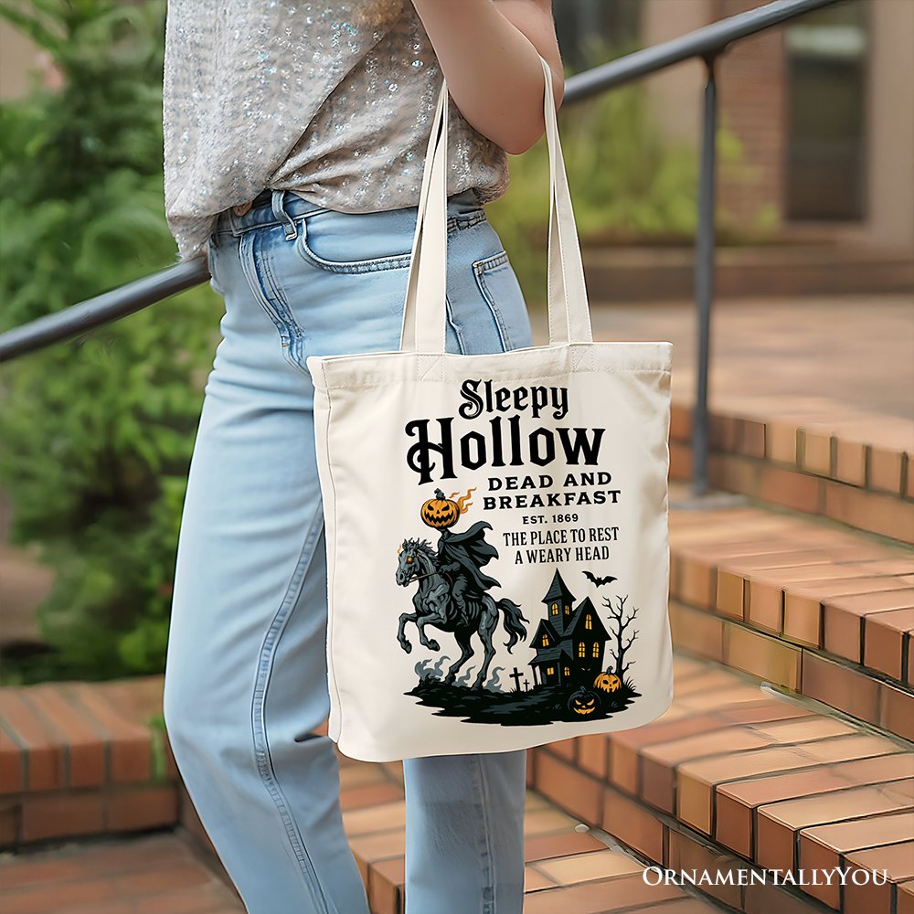 Sleepy Hollow Headless Horseman Canvas Tote, Retro Halloween Bag