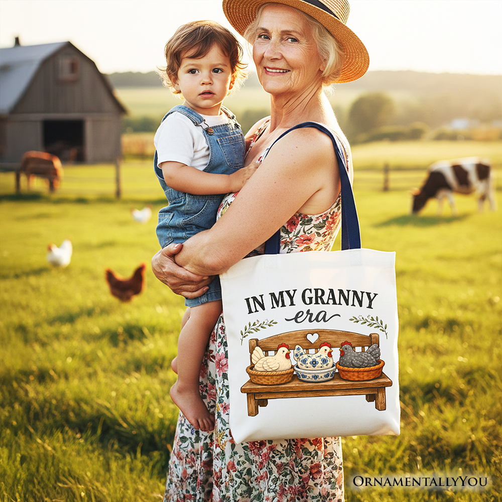 In My Granny Era Chicken Vintage Tote Bag – Farmhouse Cotton Shopper