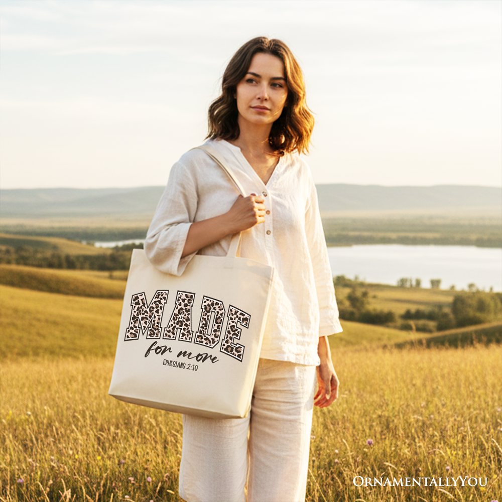 Made For More Leopard Print Canvas Tote Bag, Christian Faith Gift