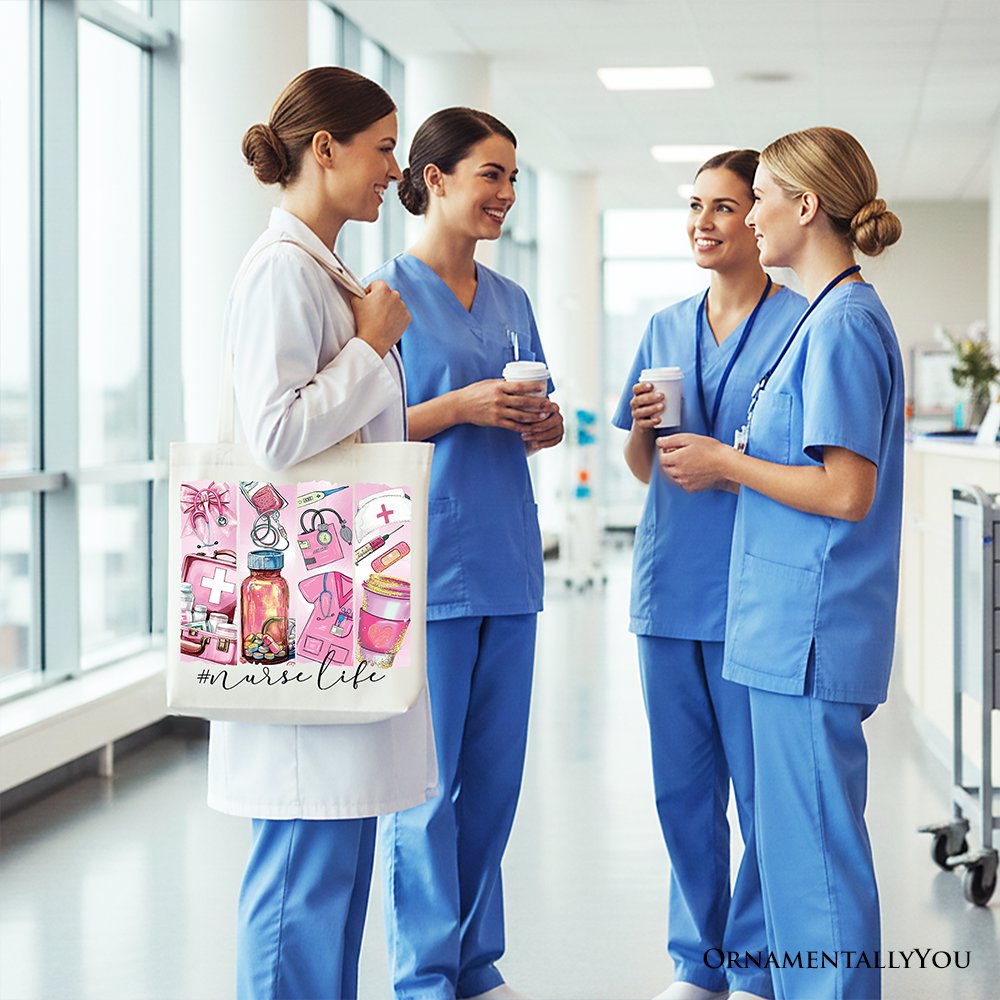 Nurse Life Cotton Canvas Tote Bag - Coquette Style Medical Gift
