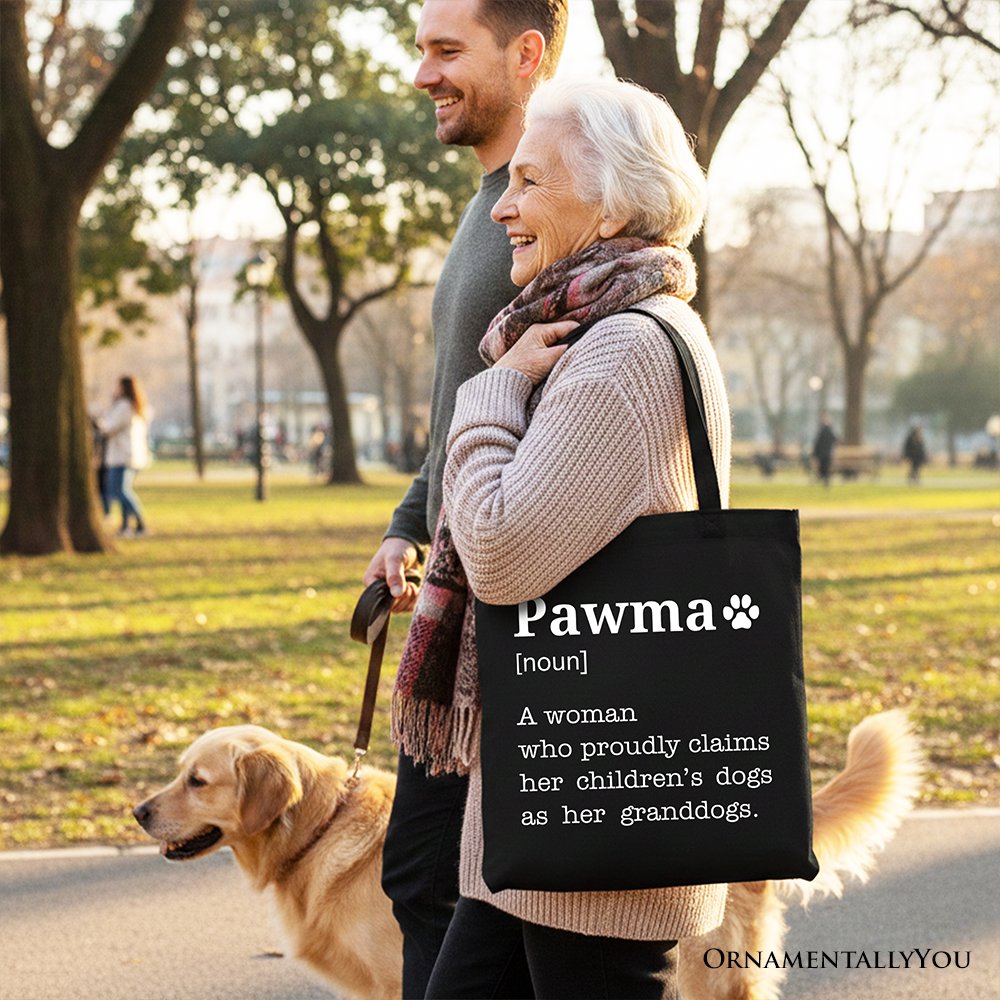 Pawma Definition Canvas Tote Bag, Funny Dog Mom Gift Shopper