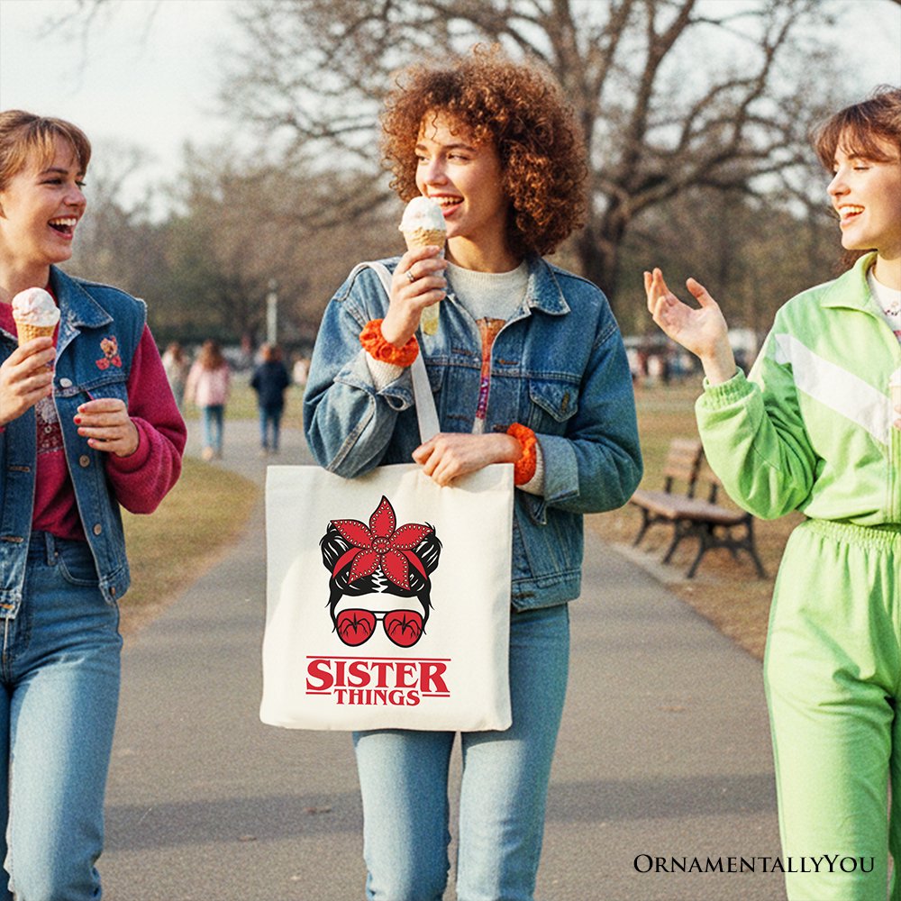 Sister Things Retro Canvas Tote Bag with Red Bandana and Glasses
