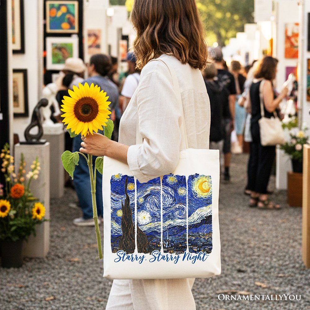 Vincent Van Gogh Starry Night Cotton Tote Bag - Art Lover Gift