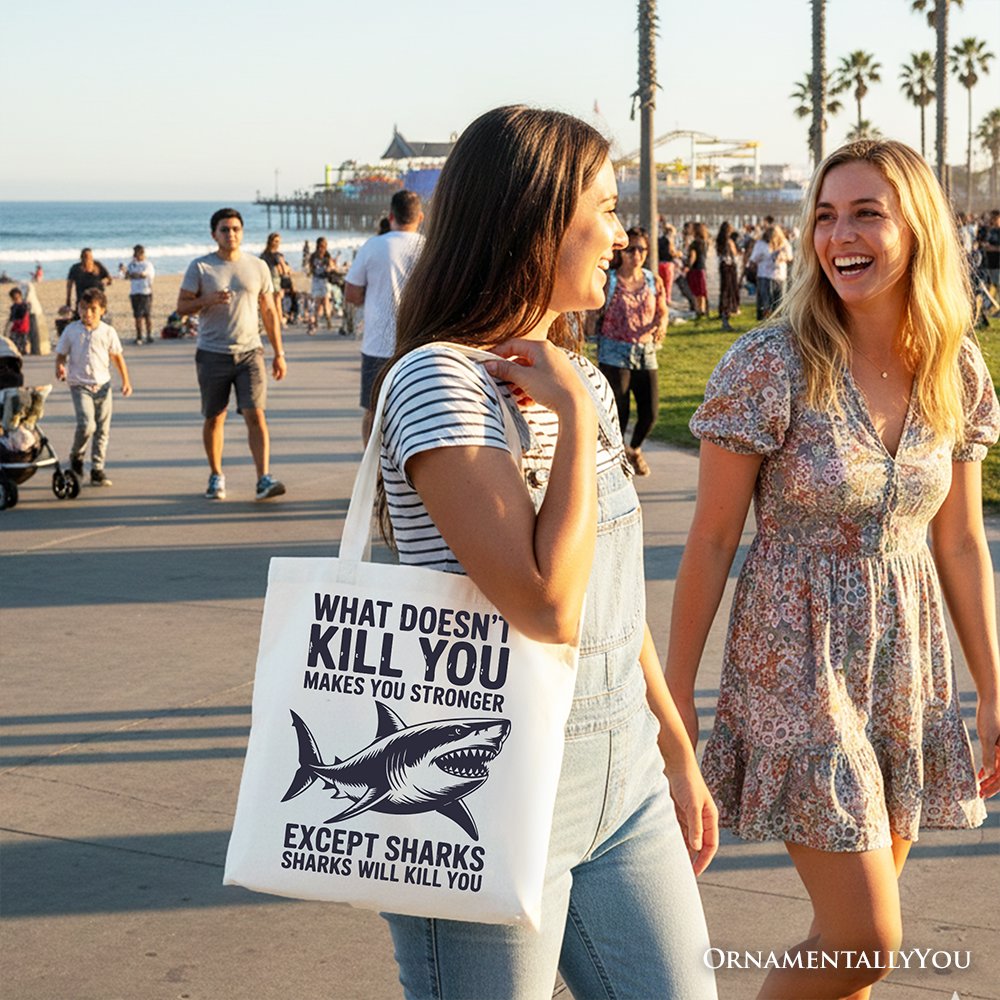 Sarcastic Shark Quote Cotton Tote Bag - Funny Ocean Gift