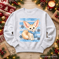 Snowflake Scarf Fennec Fox Christmas Sweatshirt, Cute Winter Animal Sweater