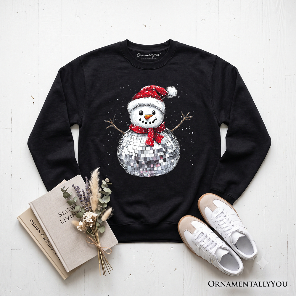 Disco Snowman Christmas Sweatshirt, Retro Holiday Sweater for Dancers
