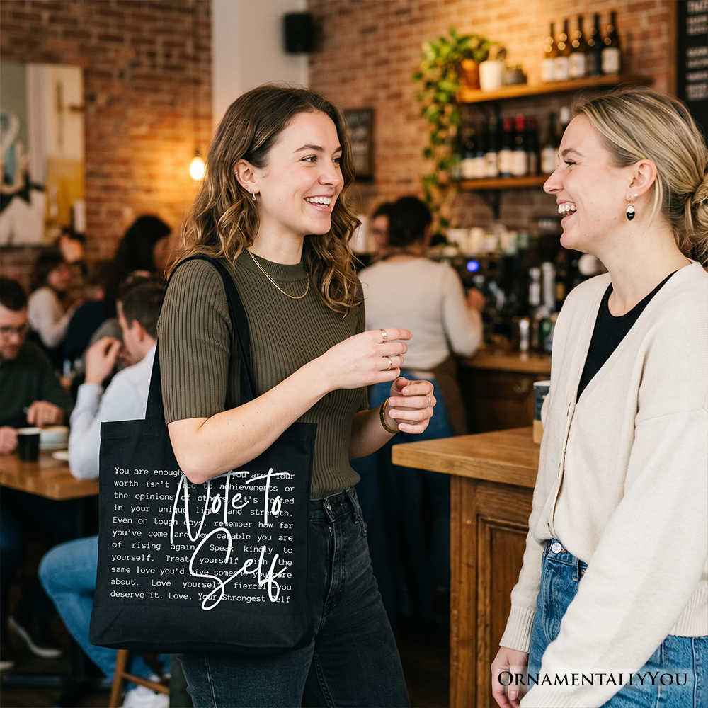 Note To Self Mental Health Tote Bag Motivational Canvas Shopper