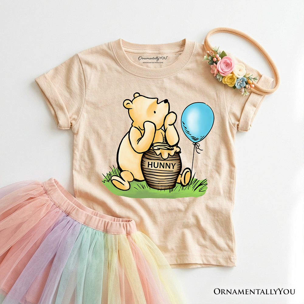 Winnie-the-Pooh Graphic Kids T-Shirt in Yellow and White Cotton