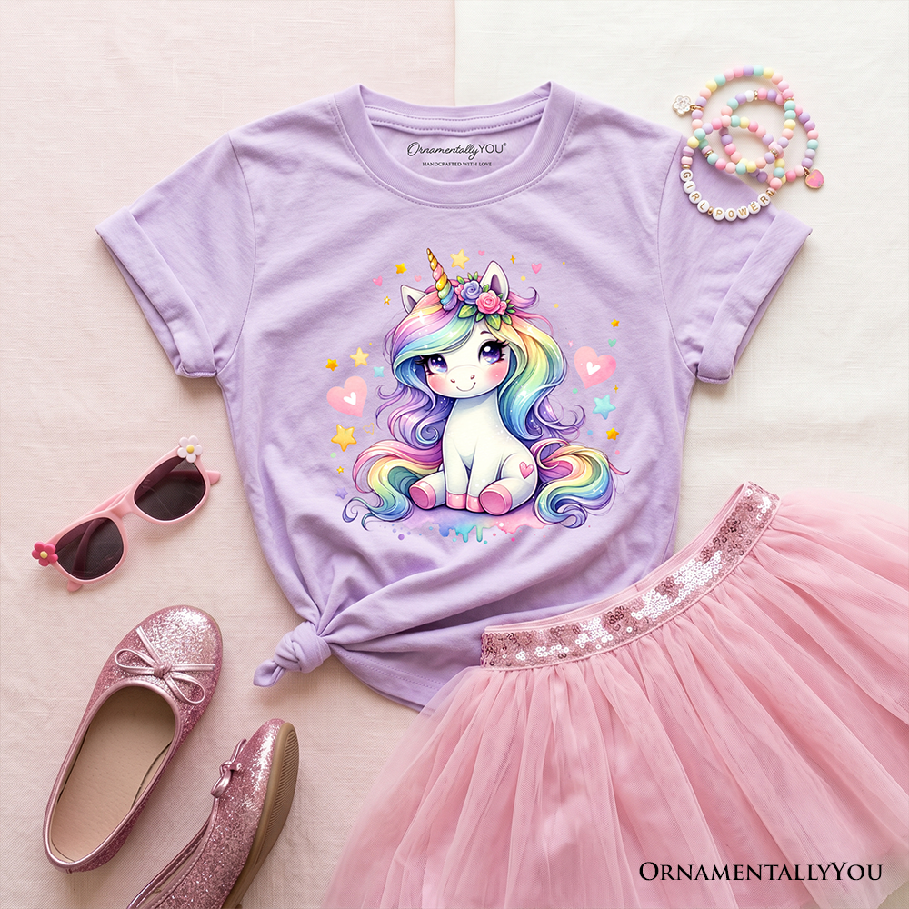 Rainbow Unicorn Kids T-Shirt, Cute Animal Graphic Youth Tee