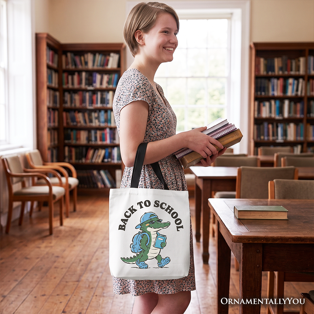 Alligator Back to School Tote Bag, Cool Gift Shopper for Teachers or Student