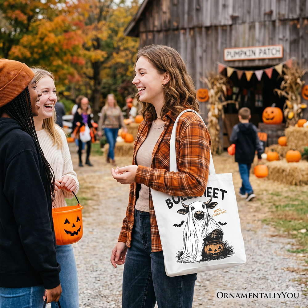 Bullsheet Halloween Bull Tote Bag, Funny Cow Trick-or-Treat Gift