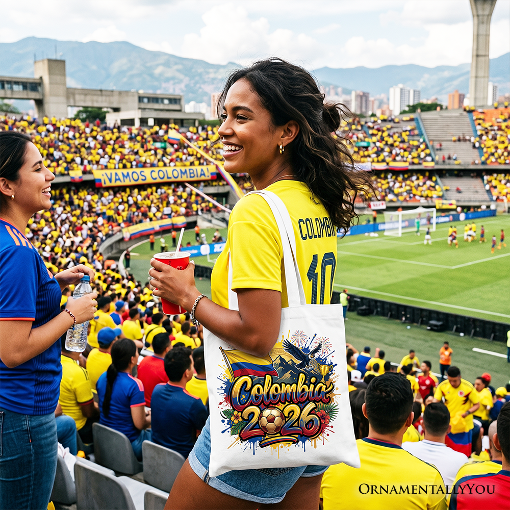 Colombia 2026 Soccer Championship Tote Bag - Yellow Blue Red Fan Gift
