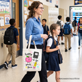 Happy to See Your Face Tote Bag, Cute Back to School Teachers Gift Shopper