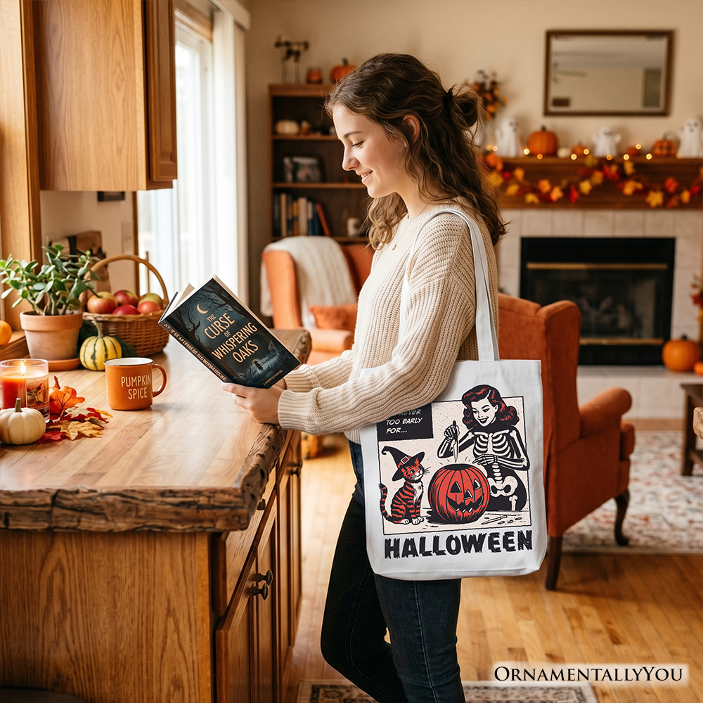 It's Never Too Early for Halloween Tote Bag, Retro Gift Shopper