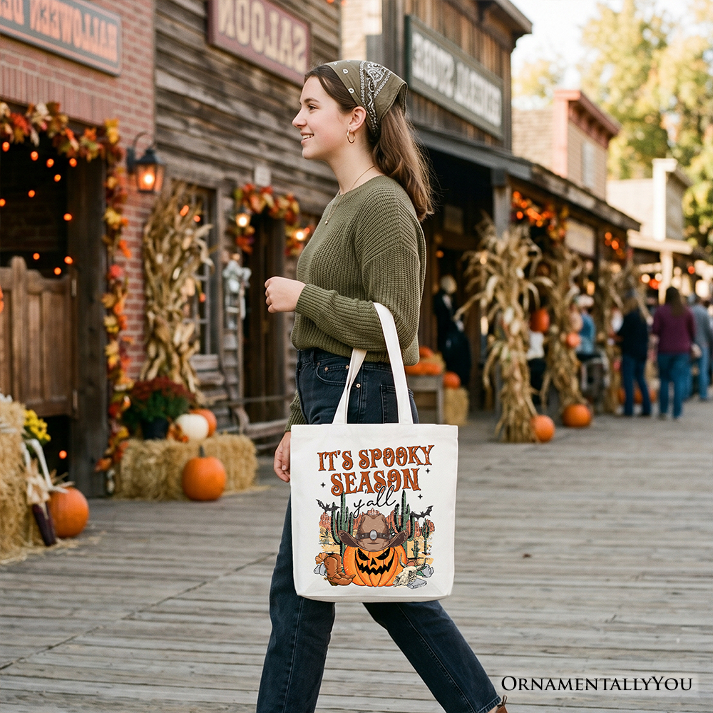 It's Spooky Season Y'all Canvas Tote, Western Halloween Bag