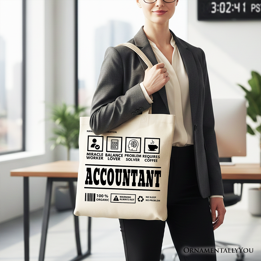 Accountant Nutrition Facts Tote Bag, Funny Bookkeeper Gift