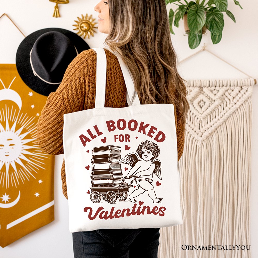 All Booked For Valentines Cupid Canvas Tote Bag Bookworm Gift
