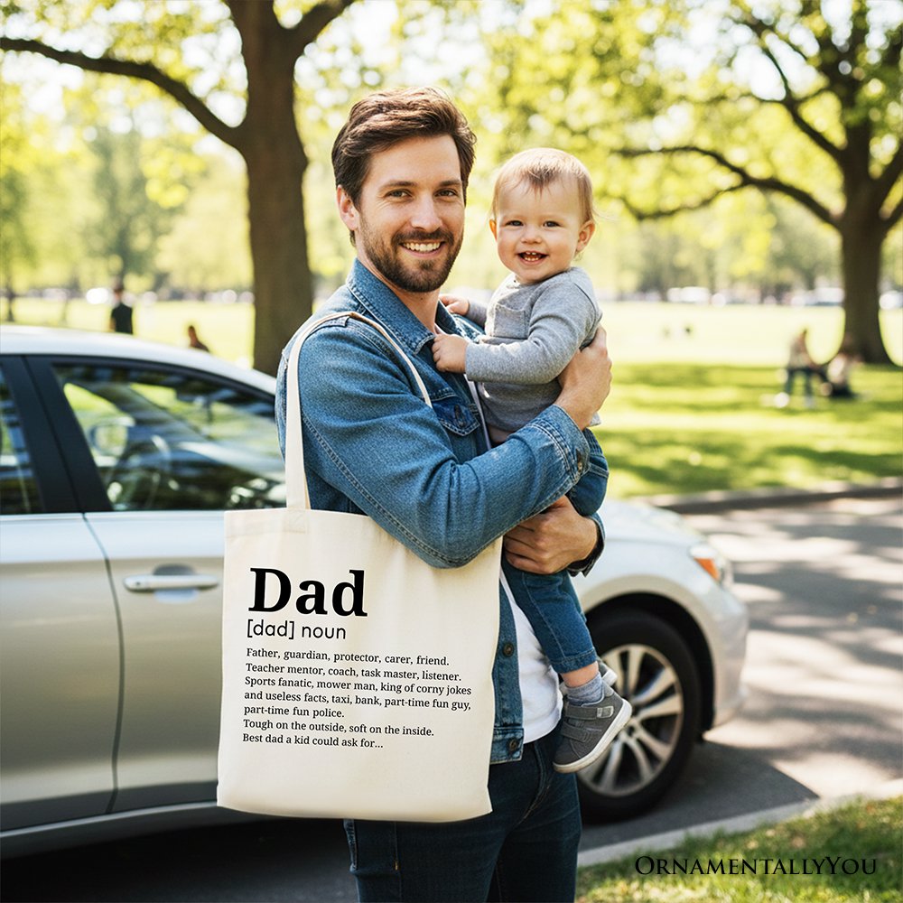 Funny Dad Definition Cotton Canvas Tote Bag, Minimalist Shopper