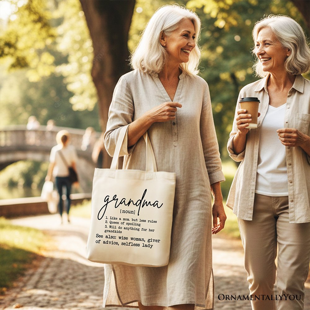 Grandma Definition Canvas Tote Bag, Minimalist Nana Gift Shopper