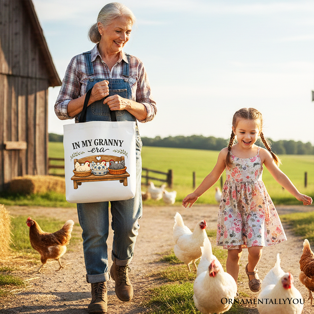 In My Granny Era Chicken Vintage Tote Bag – Farmhouse Cotton Shopper