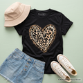 Kids Leopard Heart Valentine T-Shirt, Watercolor Love Tee