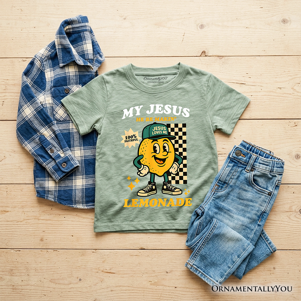 Funny Jesus Lemonade Graphic T-Shirt for Kids - Retro Youth Faith Tee