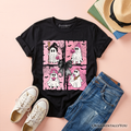 Kids Pink Halloween Ghost T-Shirt, Coquette Spooky Season Tee