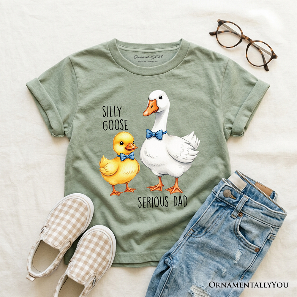Silly Goose Serious Dad Tie Graphic Kids T-Shirt in Beige Grey White