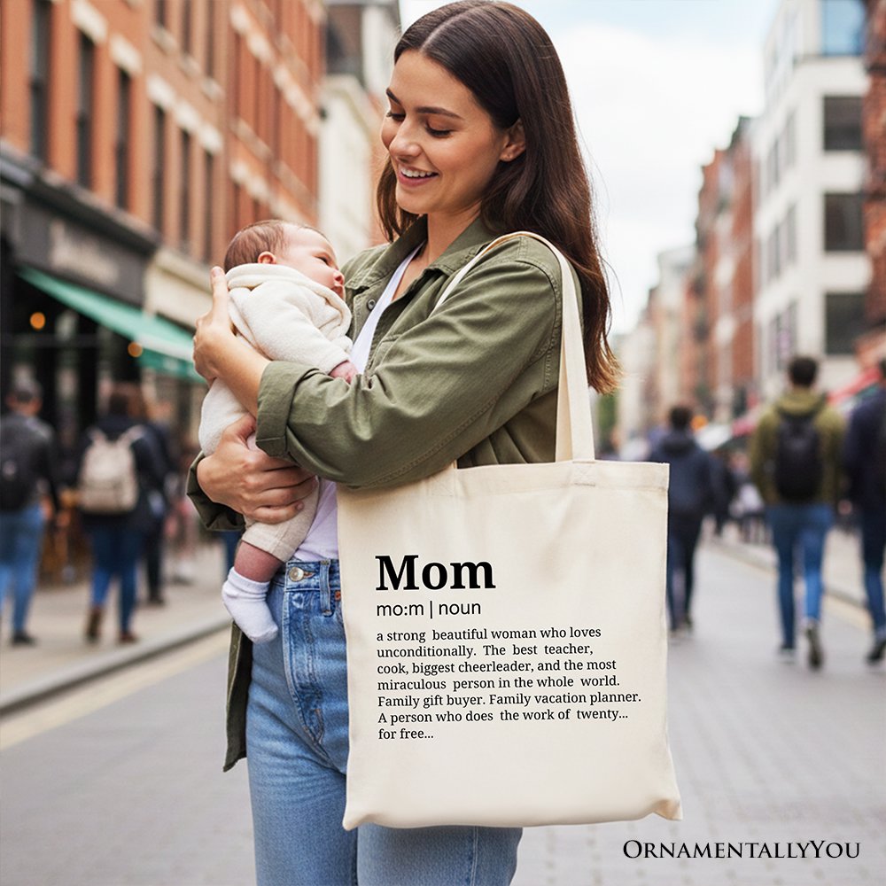 Mom Definition Canvas Tote Bag - Minimalist Cotton Shopper