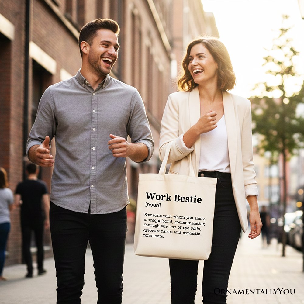 Work Bestie Definition Canvas Tote Bag, Funny Office Gift