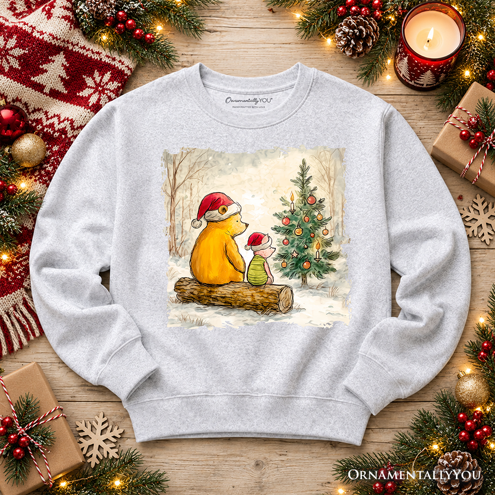 Winnie-the-Pooh Christmas With Friends Sweatshirt, 1926 A.A. Milne Cozy Heartwarming Holiday Sweater