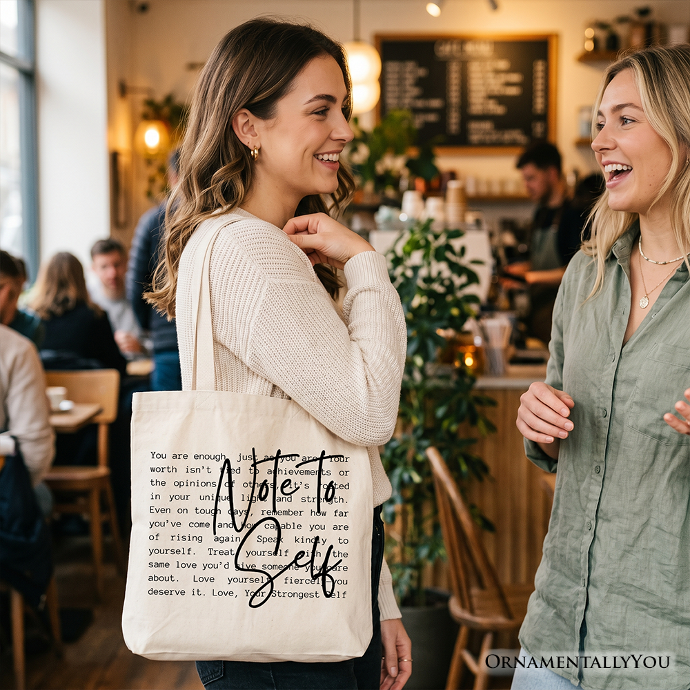 Note To Self Mental Health Tote Bag Motivational Canvas Shopper