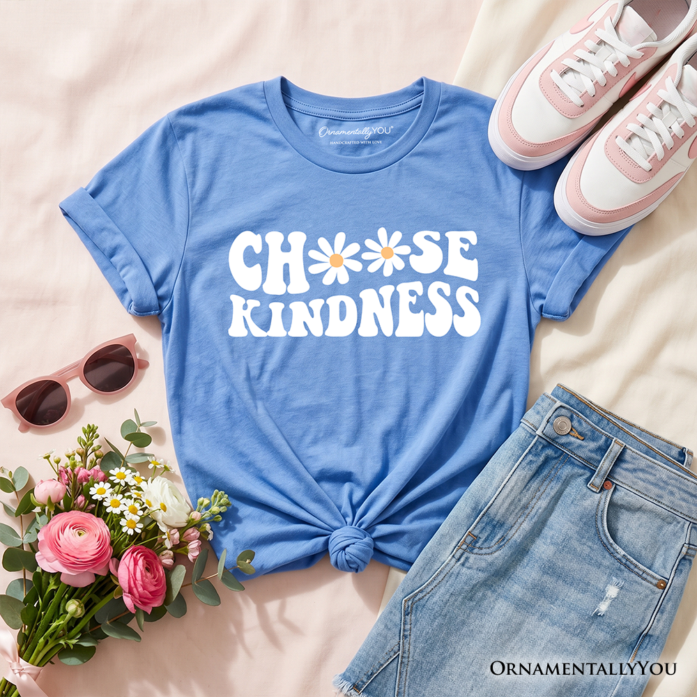 Kids Choose Kindness Daisies T-Shirt Retro Groovy Graphic Tee