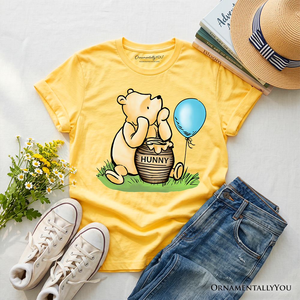Winnie-the-Pooh Graphic Kids T-Shirt in Yellow and White Cotton