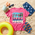 Hello Summer Flamingo T-Shirt for Kids, Tropical Beach Graphic Tee
