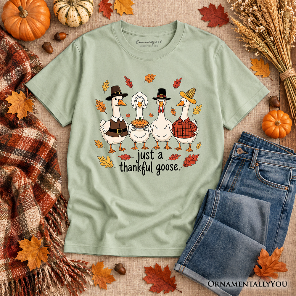Kids Just a Thankful Goose T-Shirt, Funny Thanksgiving Family Turkey Day Youth Tee