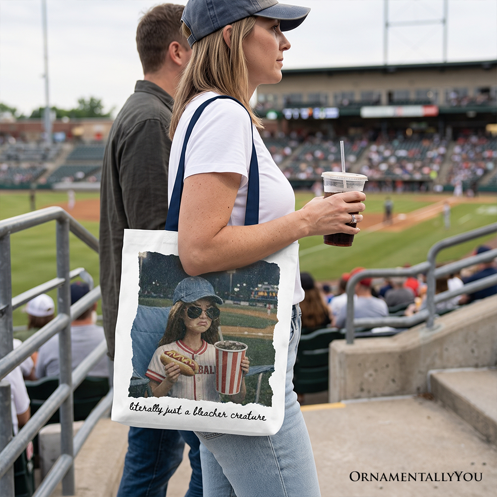 Funny Doll Face Baseball Tote Bag, Sports Fan Mom Gift Shopper