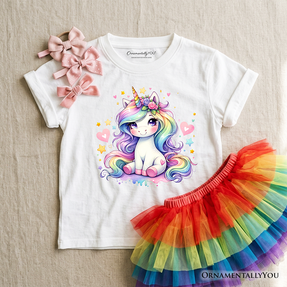 Rainbow Unicorn Kids T-Shirt, Cute Animal Graphic Youth Tee